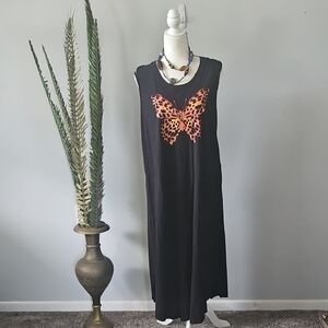 Cato Black Butterfly Graphic Sleeveless T-Shirt Dress NWT